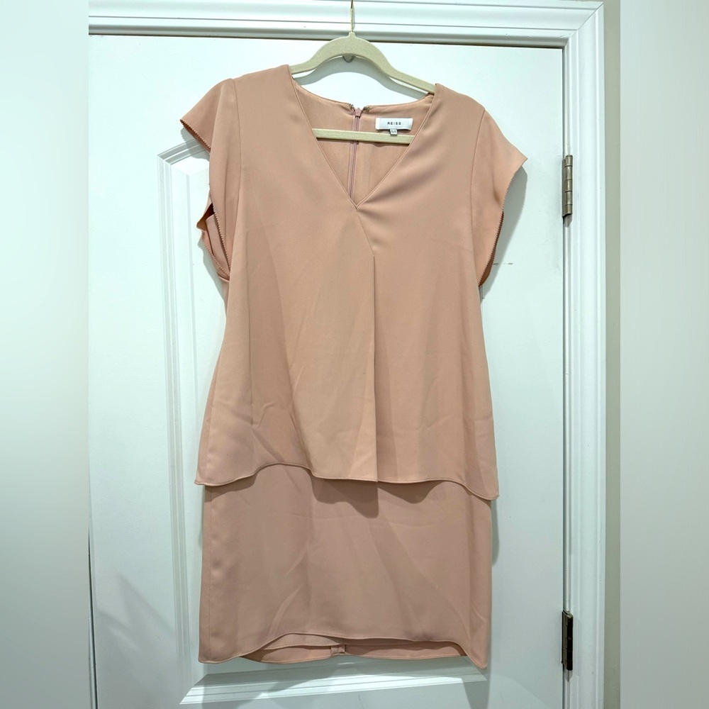 REISS Tarquin Double Layer ice pink Dress size 4